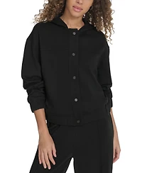 Starter Women's Scuba Solid-Color Snap Shacket
