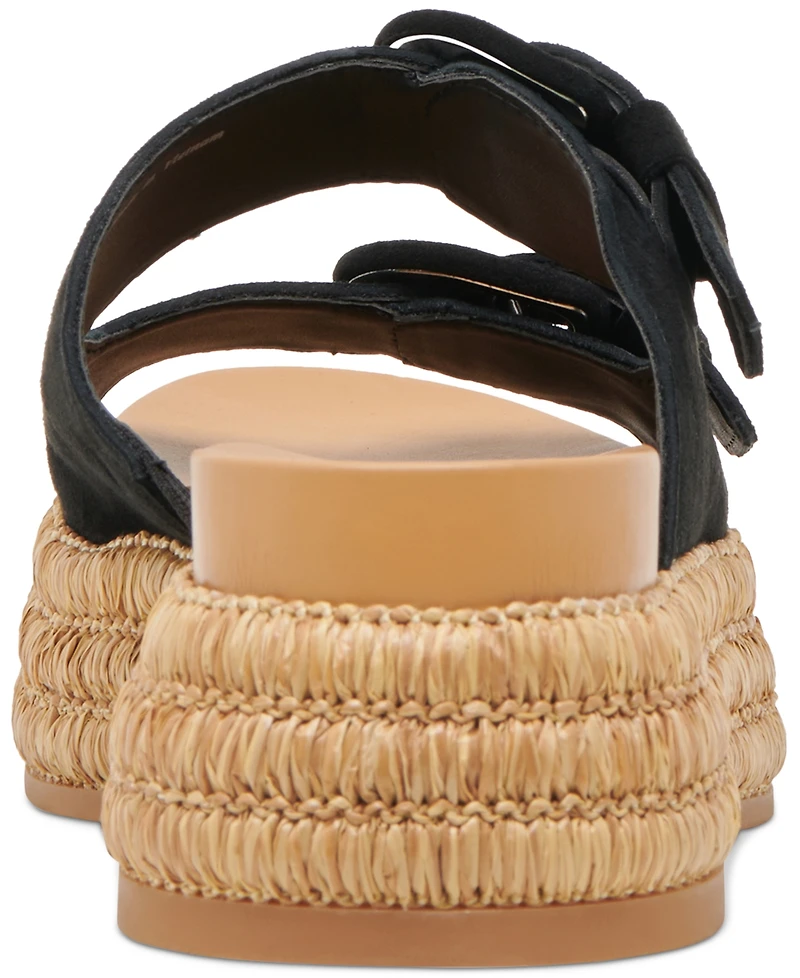 Dolce Vita Women's Witny Double-Buckle Raffia Platform Footbed Sandals