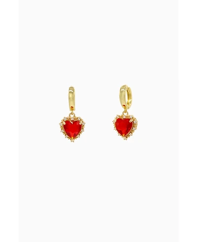 Earrings With Red Heart Pendant 1.5″