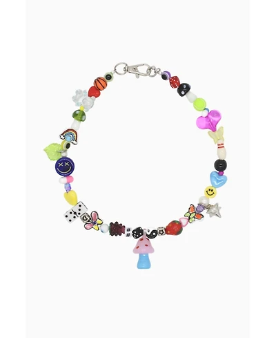 Ceramic And Glass Beads Necklace With Glass Mushroom Charm 17″