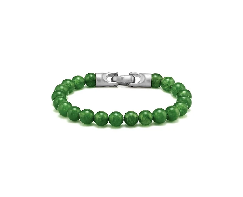Vincero Black Onyx 8mm Bead Bracelet Polished Stainless Steel - Large