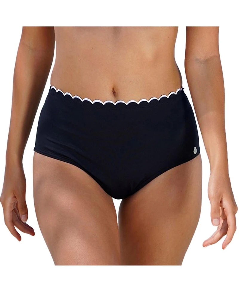 Lascana Women's Scalloped High Waisted Bikini Swimsuit Bottom
