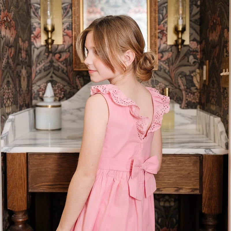 Hope & Henry Big Girls Ruffle Collar Party Dress with Eyelet Embroidery