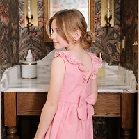 Hope & Henry Big Girls Ruffle Collar Party Dress with Eyelet Embroidery
