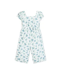 Hope & Henry Little Girls Linen Puff Sleeve Smocked Waist Jumpsuit