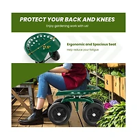 Garden Rolling Workseat with Swivel Seat and Adjustable Height Comfortable Mobile Tool for Outdoor Tasks