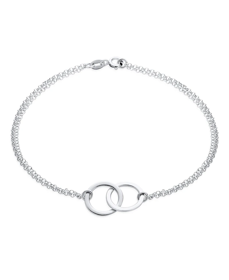 Bling Jewelry Bff Double Chain Love Eternity Ring Anklet Ankle Bracelet Sterling Silver 9-10 Inch