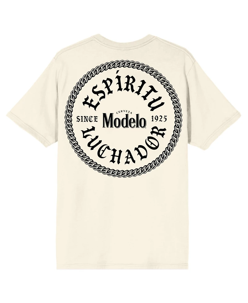 Modelo Men's Pablo Dier Signature Crew Neck Short Sleeve Natural T-shirt -Small