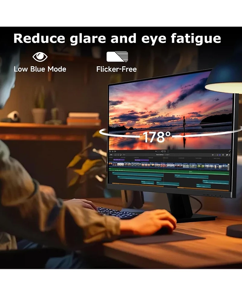 XGaming 24 Inch Monitor Fhd 100Hz, Hdmi Vga Computer Monitor 1080P, 99% sRGB, Low Blue Light Pc Monitor, Ips Framless Screen Build-in Speakers, FreeSy