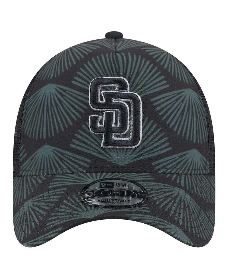 New Era Men's Black San Diego Padres 9FORTY A-Frame Trucker Adjustable Hat