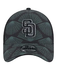New Era Men's Black San Diego Padres 9FORTY A-Frame Trucker Adjustable Hat