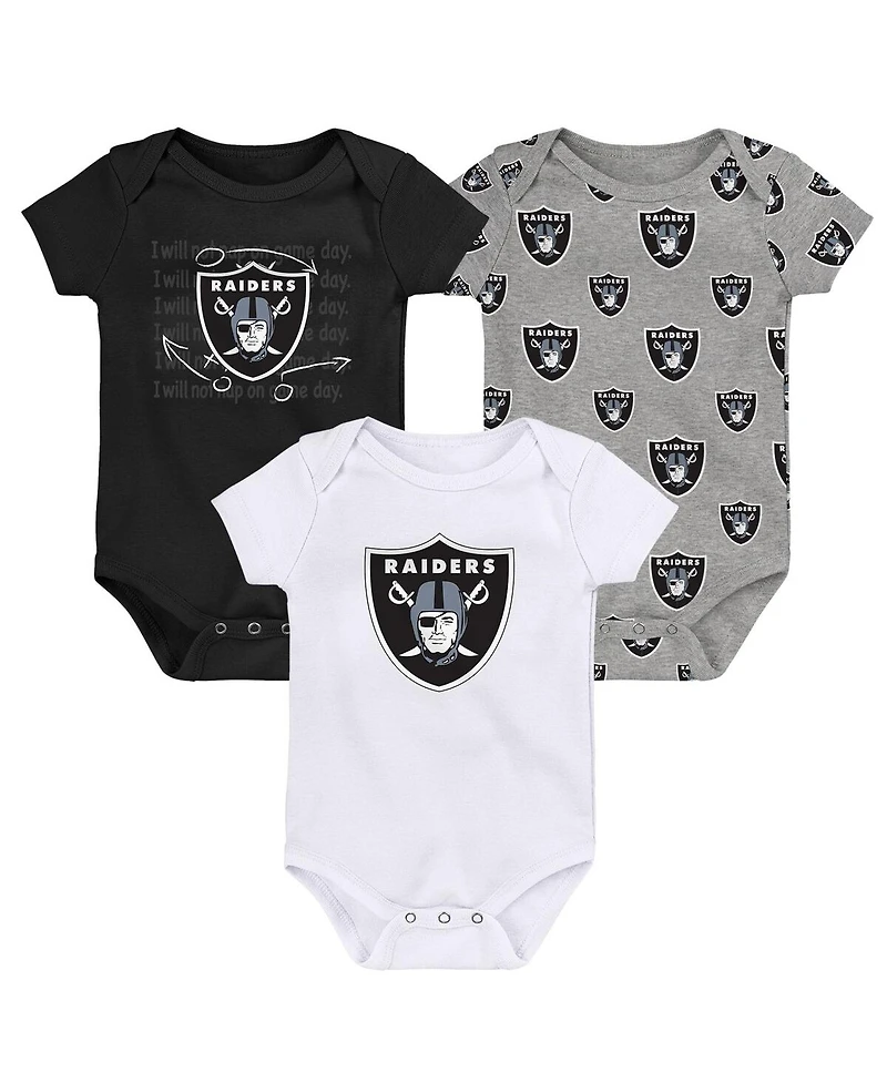 Outerstuff Baby Boys and Girls Las Vegas Raider's Team Starter 3-Pack Bodysuit Set