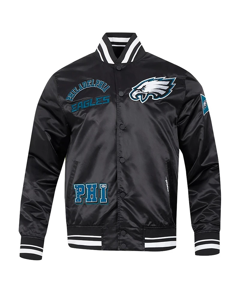 Pro Standard Men's Black Philadelphia Eagles Sublimated Satin Full-Snap Jacket