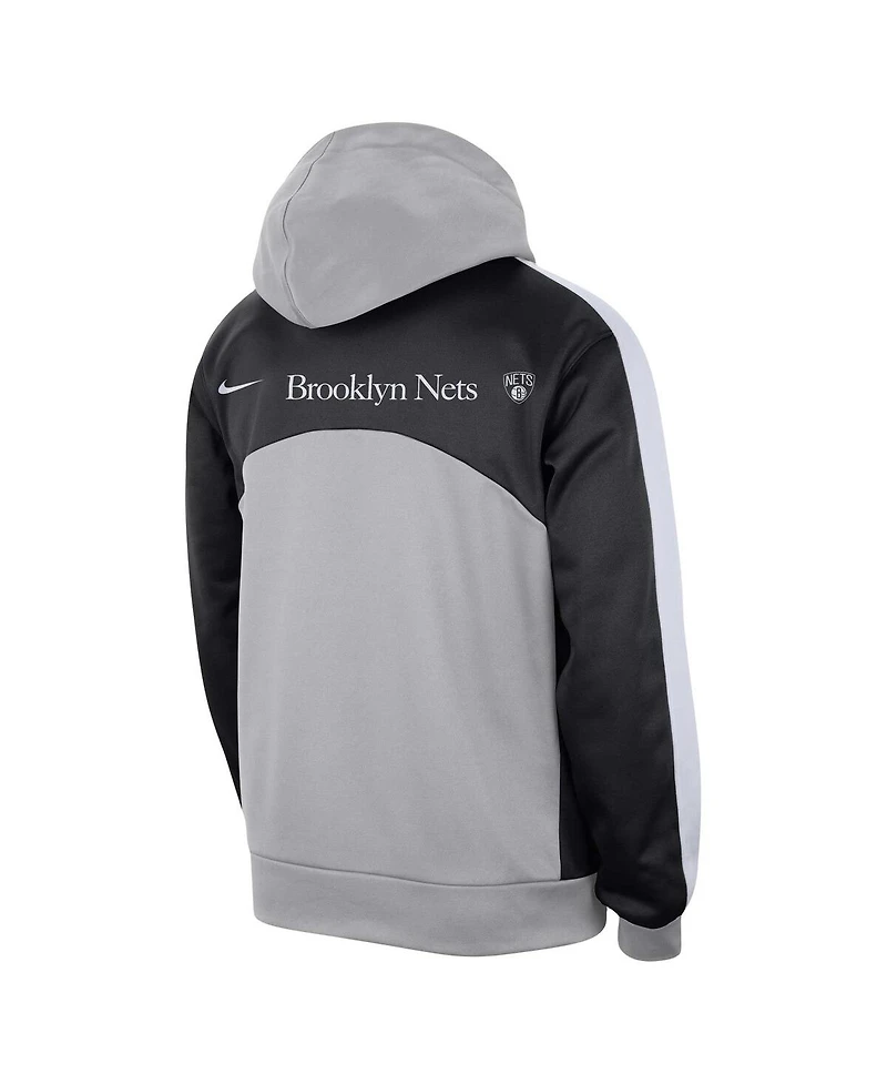Nike Men's Silver/Black Brooklyn Nets Authentic Starting Five Force Performance Pullover Hoodie
