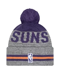 New Era Men's Gray/Purple Phoenix Suns Sport Night Runner Cuffed Knit Hat with Pom