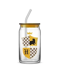 JoyJolt Harry Potter House Crests Tumbler Glasses with Lids, Set of 4
