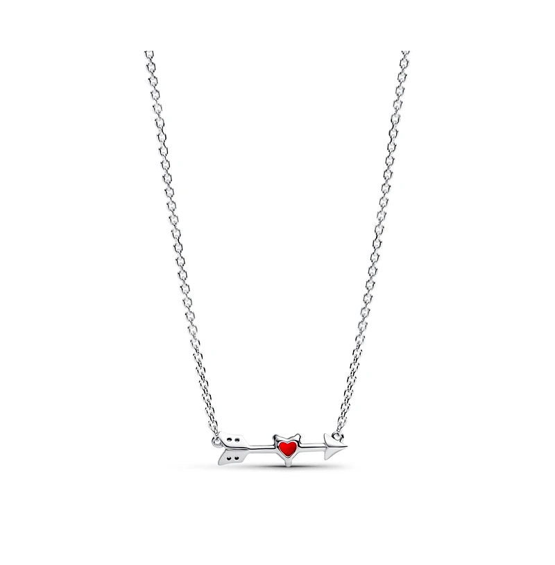 Pandora Sterling Silver Arrow and Murano Glass Heart Necklace