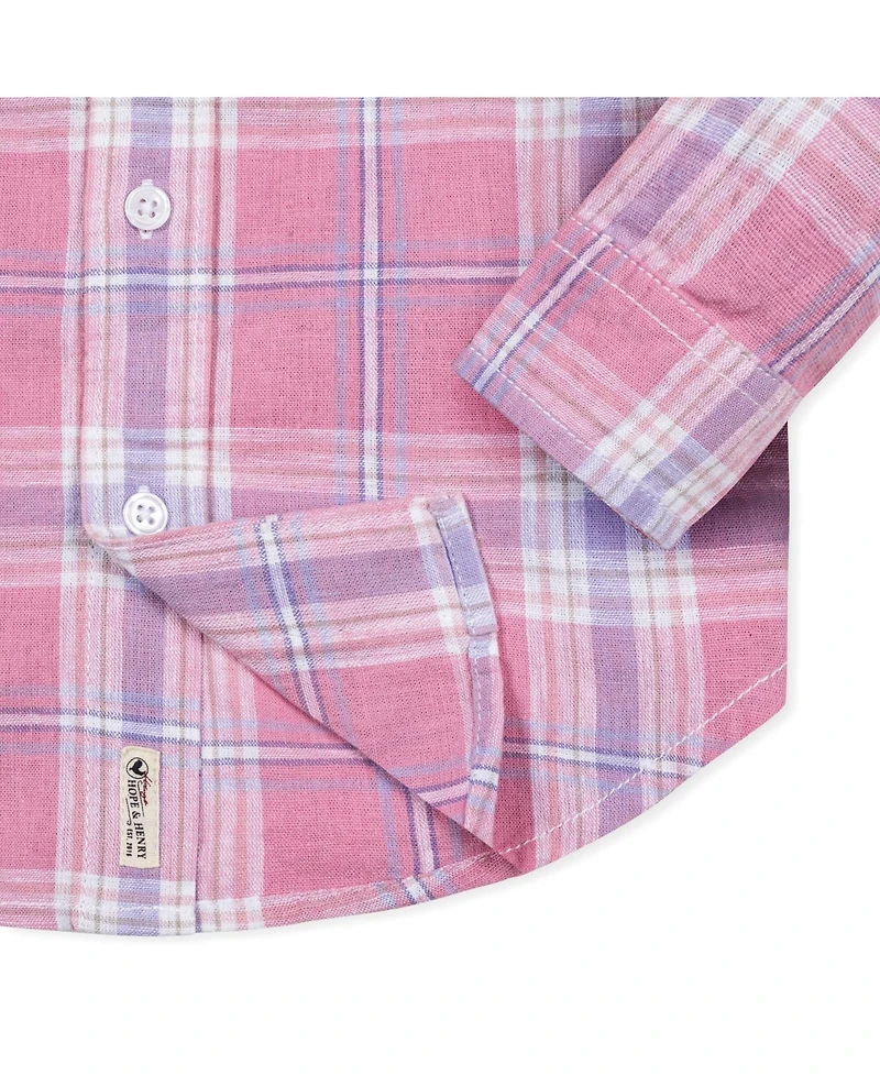 Hope & Henry Boys Linen Long Sleeve Button Down Shirt