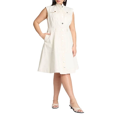 Eloquii Women's Denim Fit & Flare Dress
