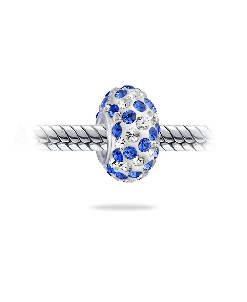 Bling Jewelry Solid Stripe Color Pave Crystal Spacer Bead Charm .925 Sterling Silver Core