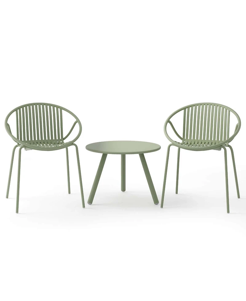 3 Pieces Bistro Set All Weather Pp Patio Conversation with Round Coffee table