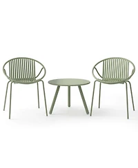 3 Pieces Bistro Set All Weather Pp Patio Conversation with Round Coffee table