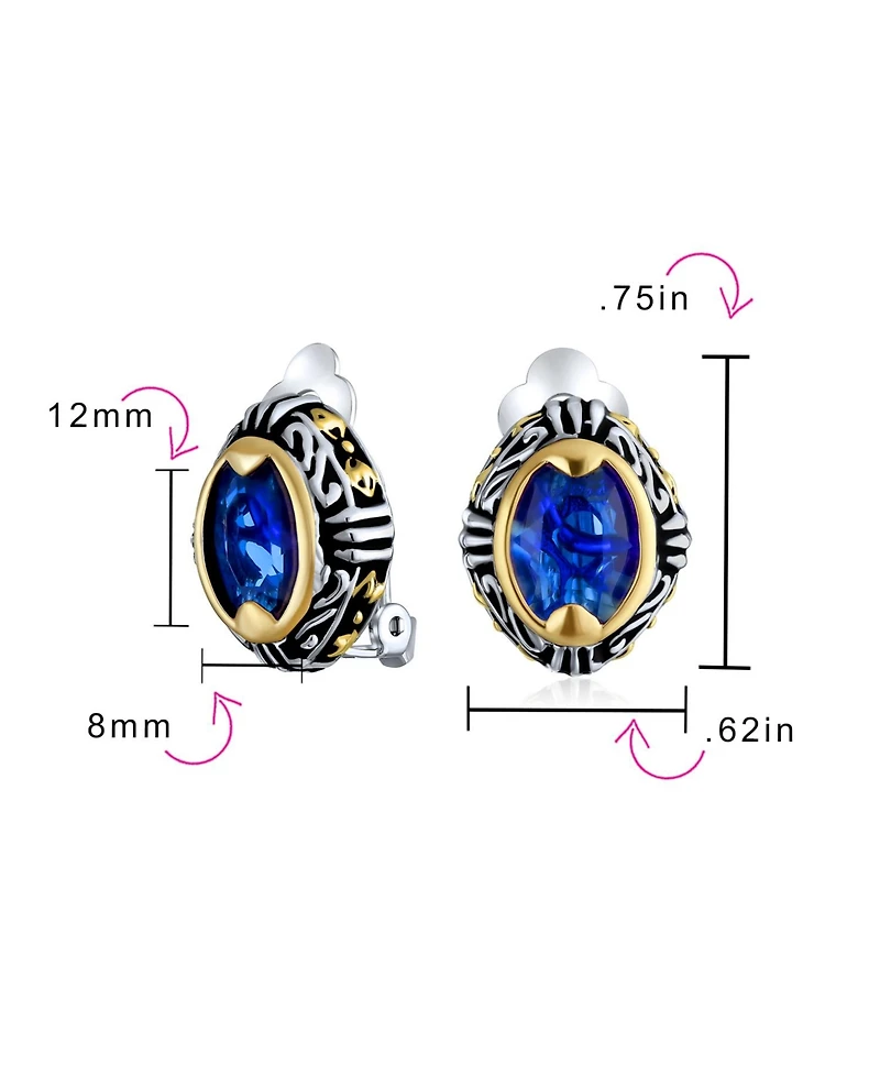 Bling Jewelry Fashion Crystal Oval Bali Style Clip-On Earrings Non-Pierced Ears Multiple Colors