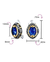 Bling Jewelry Fashion Crystal Oval Bali Style Clip-On Earrings Non-Pierced Ears Multiple Colors