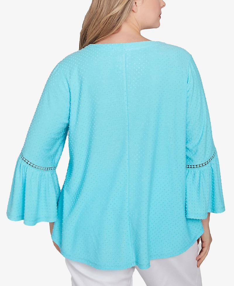 Ruby Rd. Plus Scoop Neck Clip Dot Texture Solid Top