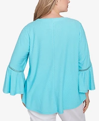 Ruby Rd. Plus Scoop Neck Clip Dot Texture Solid Top