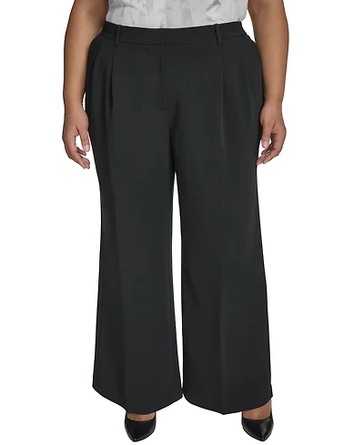 Dkny Plus High-Rise Wide-Leg Crepe Pants