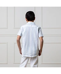 Hope & Henry Boys Linen Short Sleeve Button Down Shirt