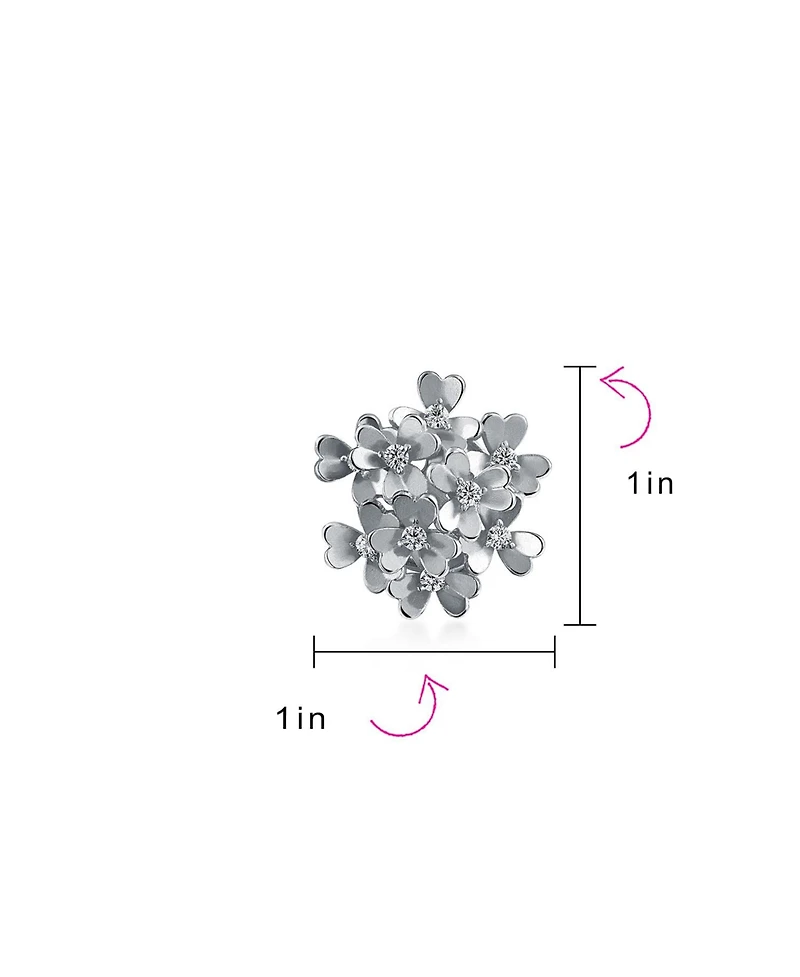 Bling Jewelry Bouquet Of Flower Cubic Zirconia Floral Cz Button Style Clip On Earrings Rose Gold Plated