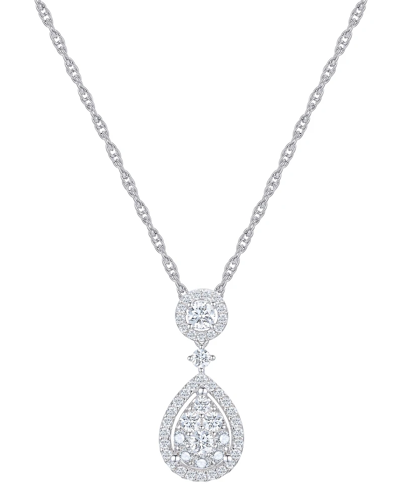 Diamond Drop Pendant Necklace (1/2 ct. t.w.) in 14k White Gold