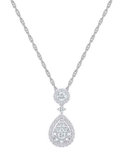 Diamond Drop Pendant Necklace (1/2 ct. t.w.) in 14k White Gold