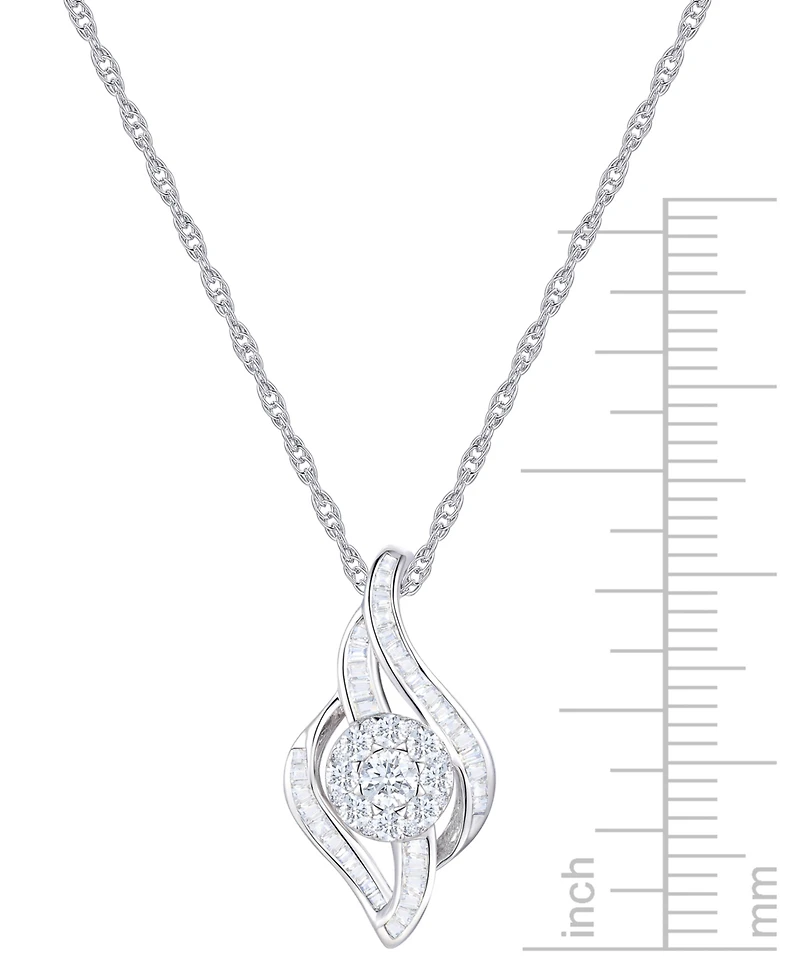 Diamond Swirl Pendant Necklace (1/2 ct. t.w.) in 10k White Gold
