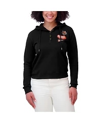 Wear by Erin Andrews Women's Black Cincinnati Bengals Waffle-Knit Pullover Hoodie