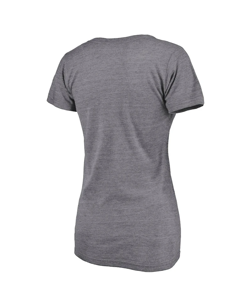Fanatics Women's Heather Gray Kansas City Chiefs Super Bowl Lix Our Pastime Tri-Blend V-Neck T-Shirt