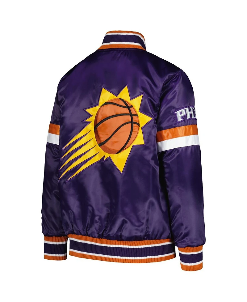 Starter Big Boys and Girls Purple Phoenix Suns Home Game Varsity Satin Full-Snap Jacket