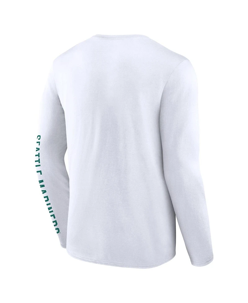 Fanatics Men's White Seattle Mariners Press Box Long Sleeve T-Shirt