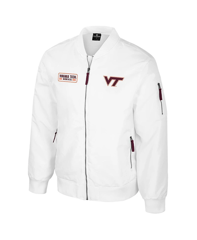 Colosseum Men's Virginia Tech Hokies White Rabbit Full-Zip Bomber Jacket