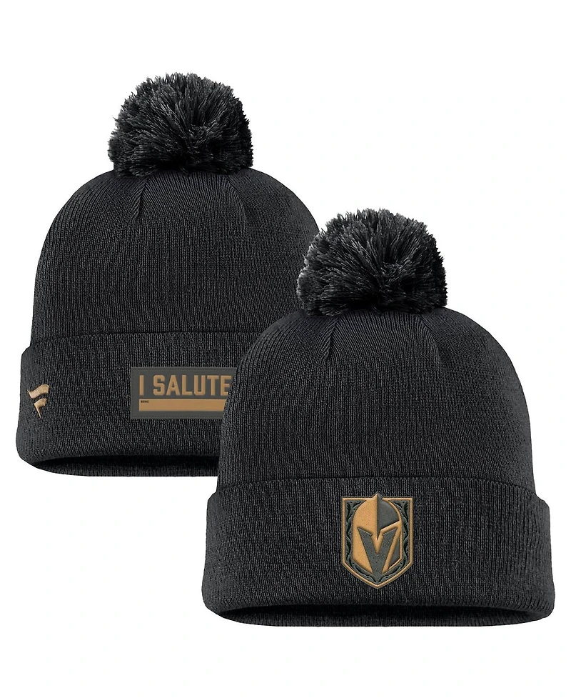 Fanatics Men's Black Vegas Golden Knights Military Appreciation Cuffed with Pom Knit Hat
