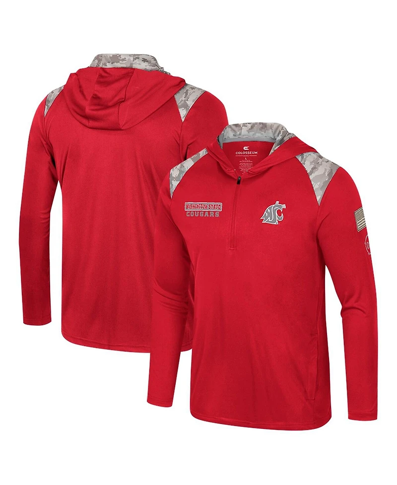 Colosseum Men's Crimson Washington State Cougars Oht Military Appreciation Quarter-Zip Hoodie Jacket