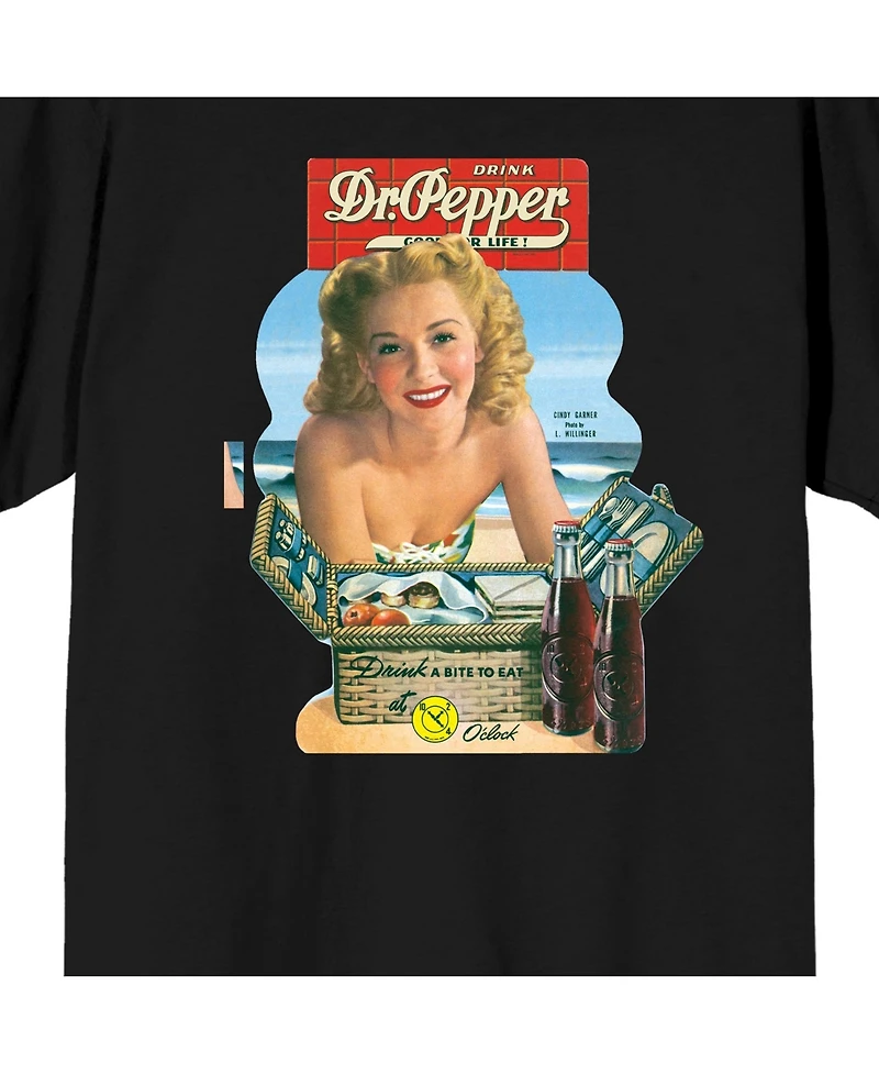 Dr. Pepper Men's Vintage Advertisement Black Short Sleeve Tee-Medium