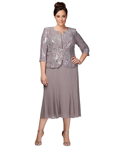 Alex Evenings Plus Sequined Chiffon Dress and Jacket