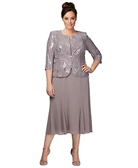 Alex Evenings Plus Sequined Chiffon Dress and Jacket