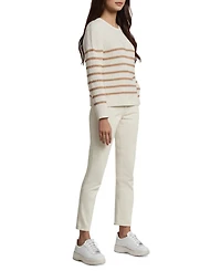 Three Dots Women's Abigail Striped Crewneck Sweater