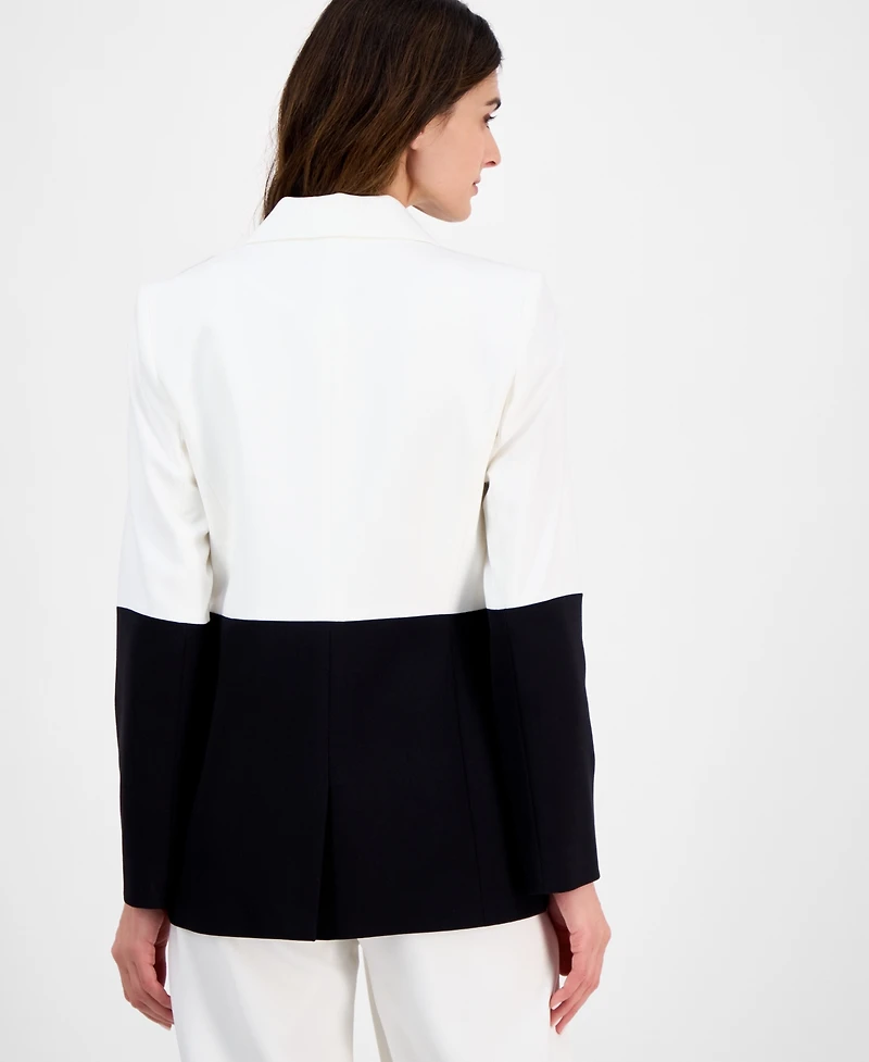 Tahari Asl Women's Color-Blocked One-Button Boyfriend Blazer