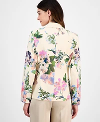 Tahari Asl Women's Floral-Print One-Button Jacket