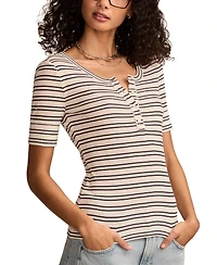 Lucky Brand Women's Ribbed Henley T-Shirt